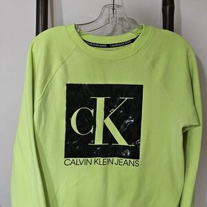 Calvin Klein Jeans Women's Neon Green Crewneck Sweater